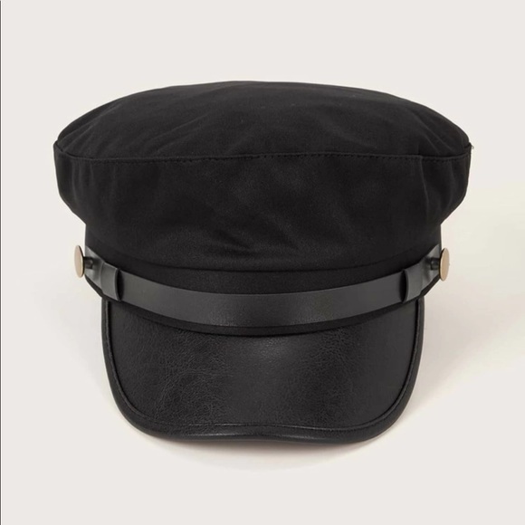 Baker boy cap hat vegan leather black fall - Picture 3 of 3